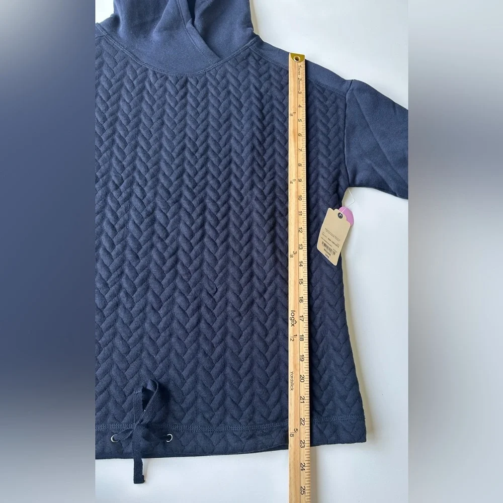 NWT St. John’s Bay Active Navy Blue Quilted Hoodie Pullover Sweatshirt Sz Large - Picture 4 of 5